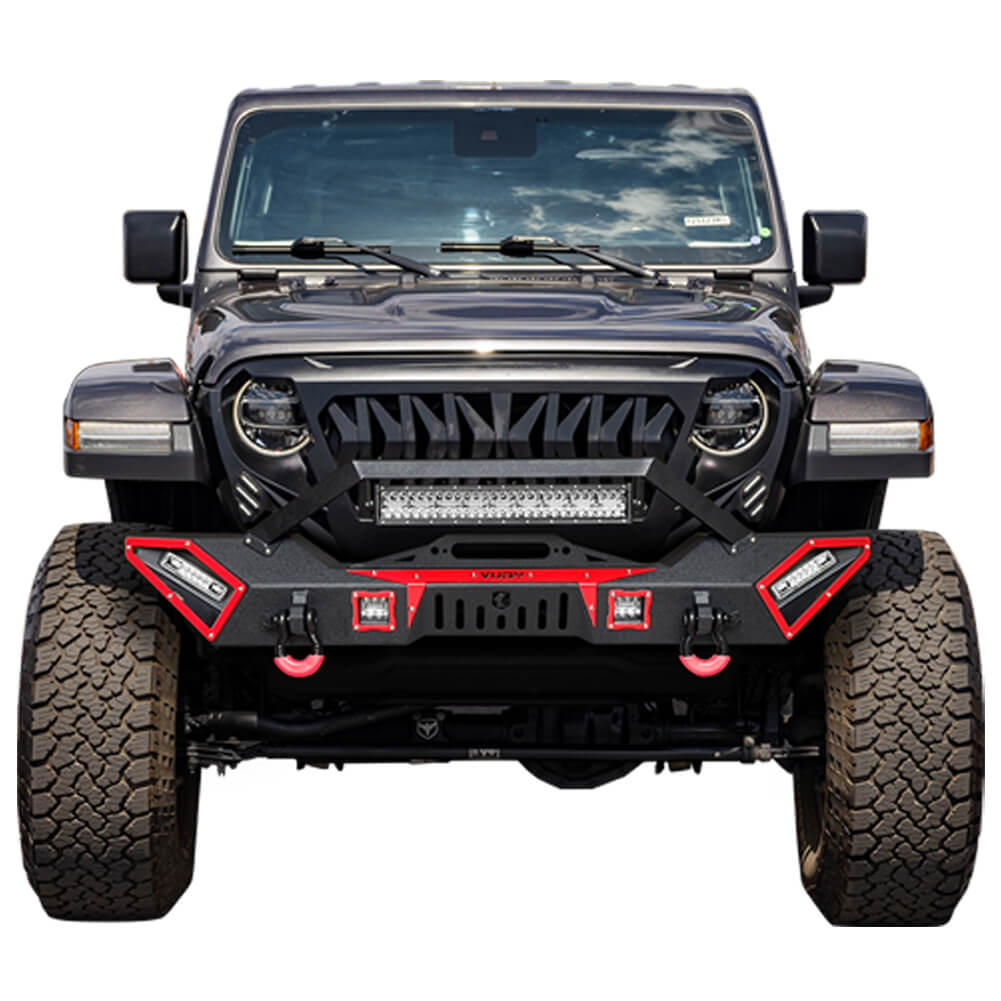 Vijay Front Bumper Fits 2007-2024 Jeep Wrangler JK/JKU/JL/JLU and 2020-2024 Jeep Gladiator JT