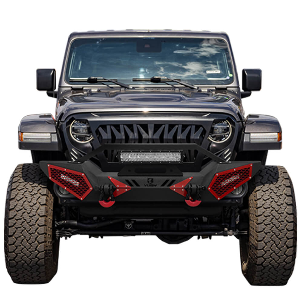 Vijay Front Bumper Fits 2007-2024 Jeep Wrangler JK/JKU/JL/JLU and 2020-2024 Jeep Gladiator JT