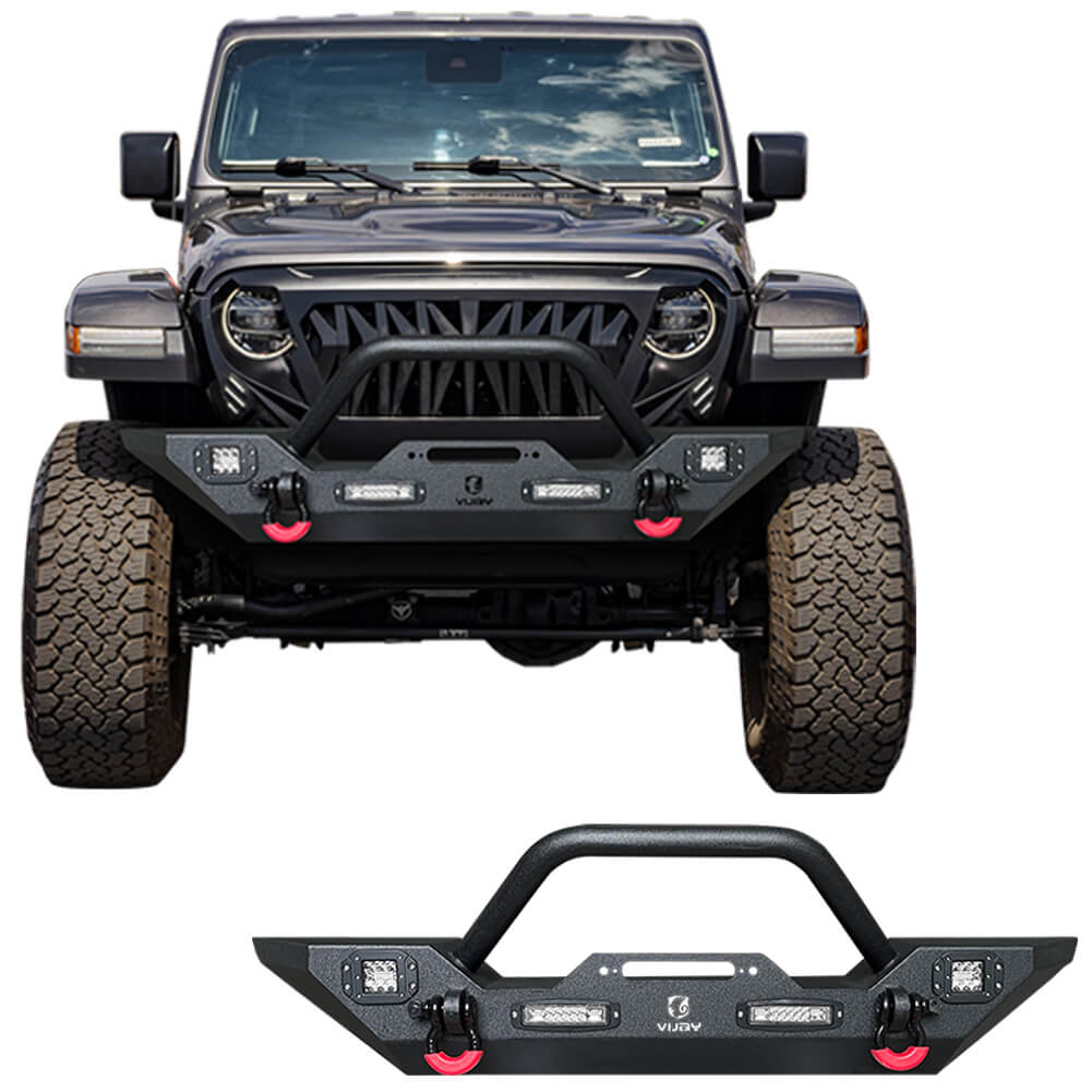 Vijay Front Bumper Fits 2007-2024 Jeep Wrangler JK/JKU/JL/JLU and 2020-2024 Jeep Gladiator JT