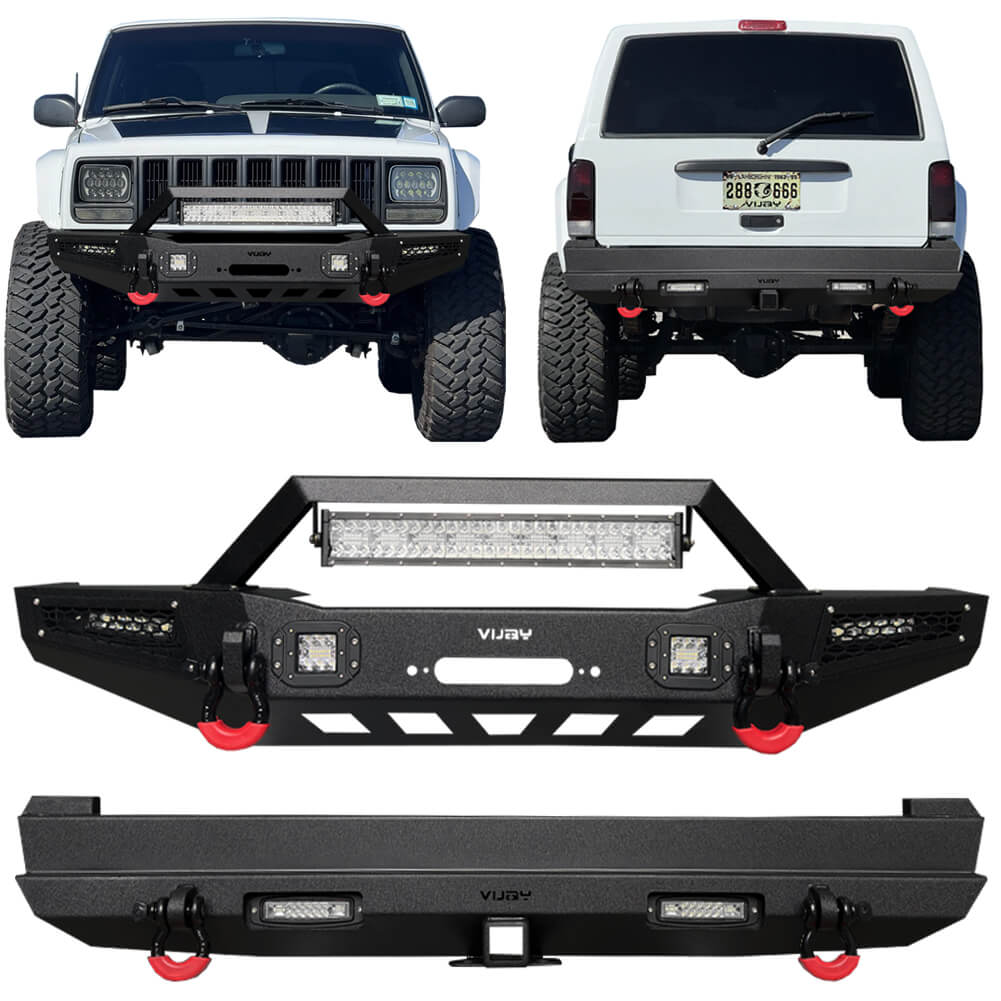 Vijay Front Bumper and Rear Bumper Fits 1984-2001 Jeep Cherokee XJ